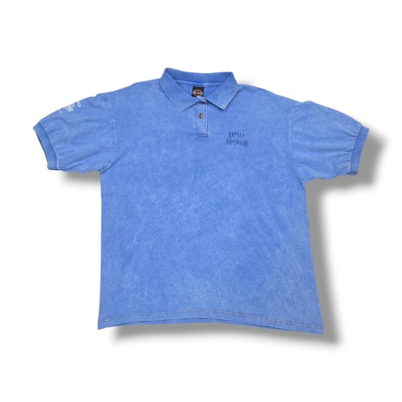 Harley-Davidson Other - Vintage HARLEY DAVIDSON Embroidered Blue Polo Shirt Men's XL USA Made